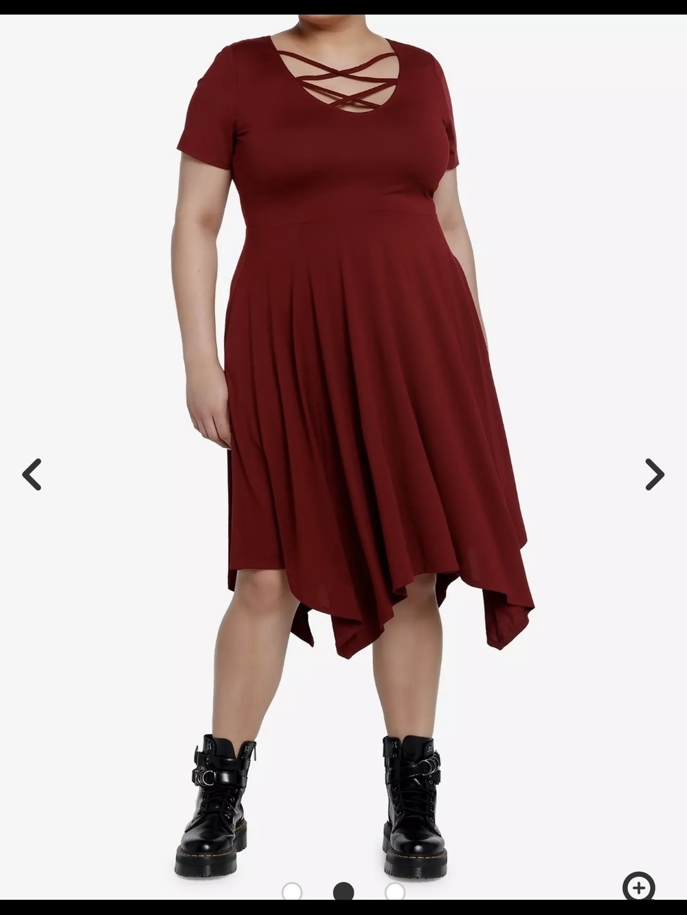 Cosmic Aura Burgundy Strappy Hanky Hem Dress